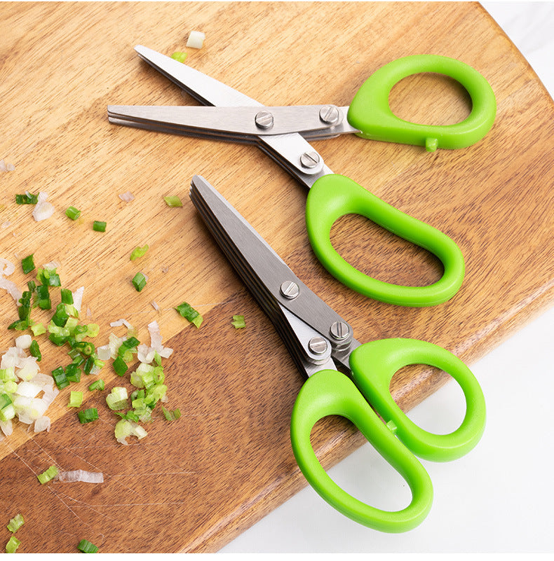 Multifunctional Multi-layer Green Onion Scissors Stainless Steel Onion