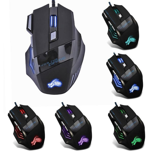 Wired Gaming Mouse 5500DPI 7-Color LED Backlight Optical Mouse Gamer