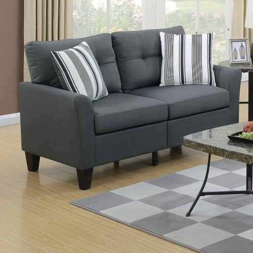 Living Room Furniture 2pc Sofa Set Sofa And Loveseat Charcoal Glossy