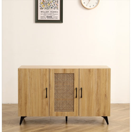 Natural Rattan Mesh Three-door Cabinet - Large Storage Space, Kitchen