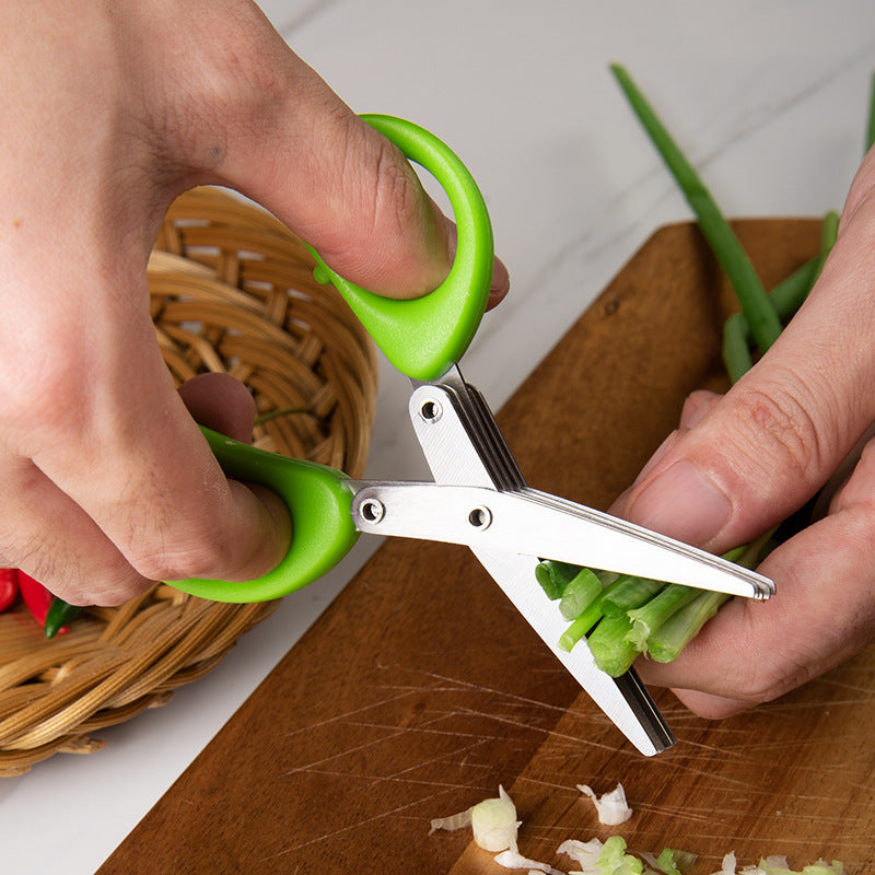 Multifunctional Multi-layer Green Onion Scissors Stainless Steel Onion