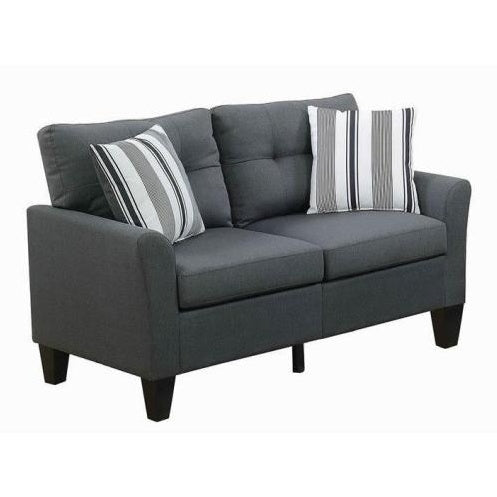 Living Room Furniture 2pc Sofa Set Sofa And Loveseat Charcoal Glossy