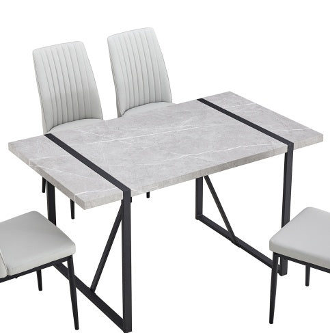 Modern Dining Table, 55 Inch Kitchen Table For 4 People, Rectangular