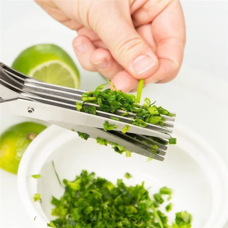 Multifunctional Multi-layer Green Onion Scissors Stainless Steel Onion