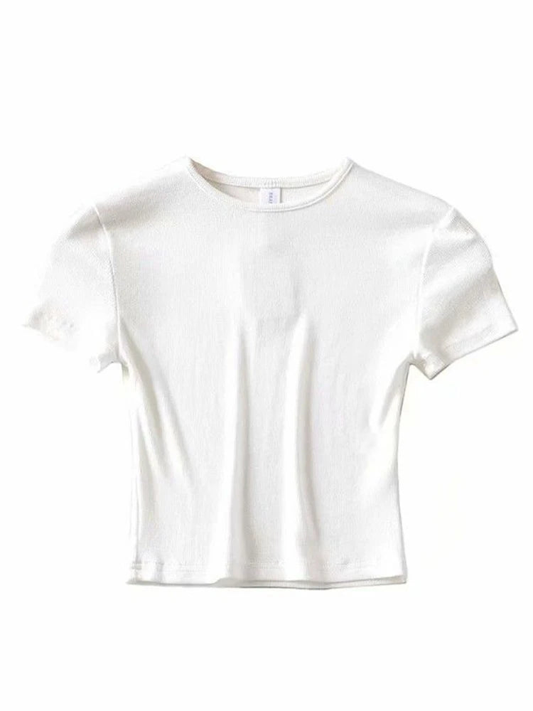 Fashion Casual 2022 Summer Woman Slim Fit t-shirt tight Cotton