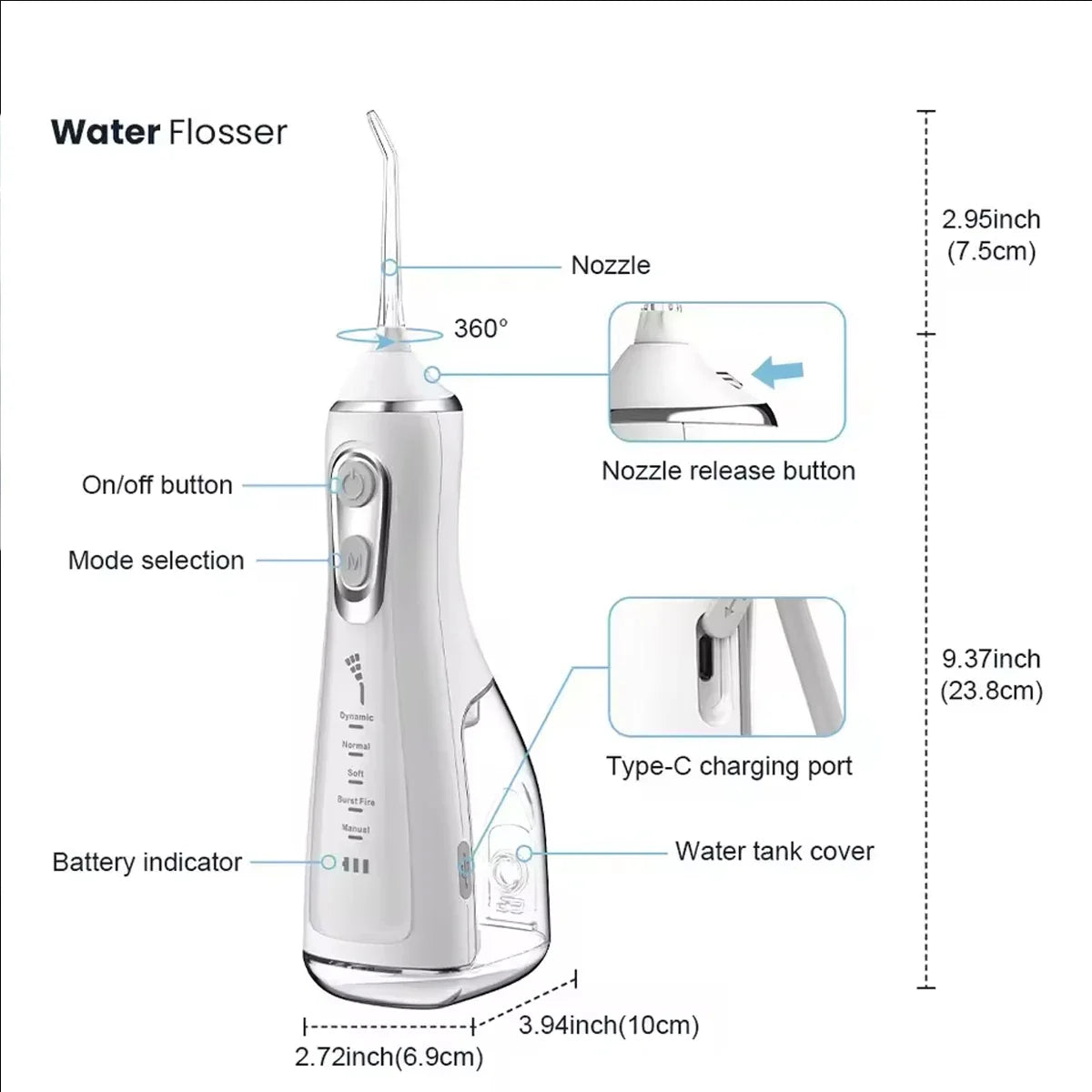 Oral Irrigator Portable Teeth Clean High Pressure Water Flosser