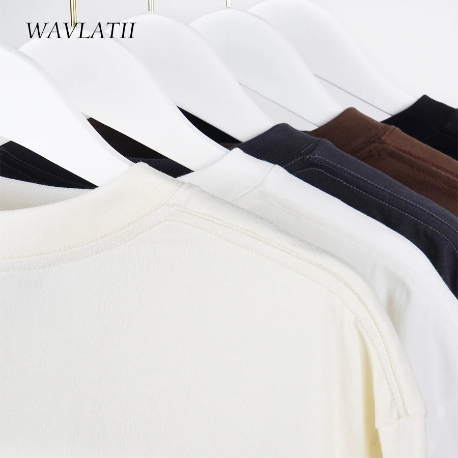 WAVLATII Oversized Summer T shirts for Women Men Brown Casual Female