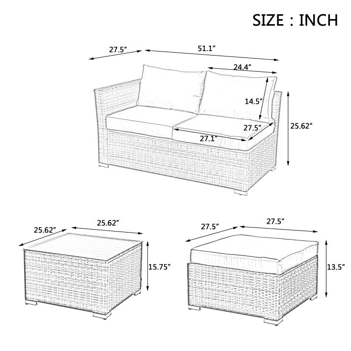 Patio Furniture, Outdoor Furniture, Seasonal PE Wicker Furniture, 4 Se