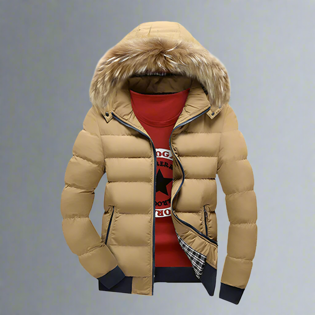 Mens Two Tone Puffer Jacket with Removable Hood